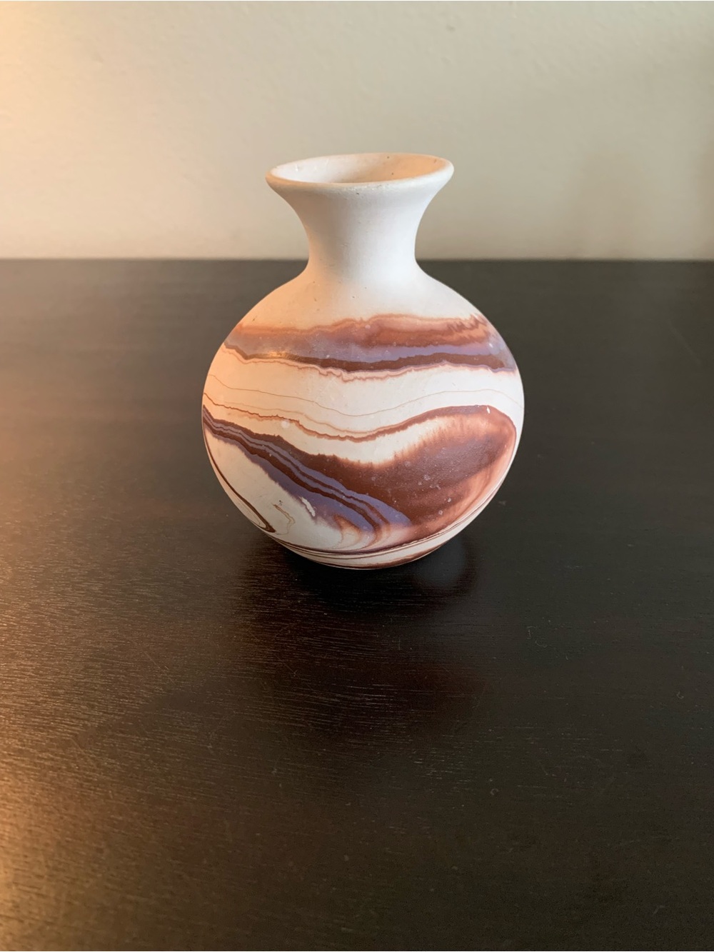 Nemadji Pottery Vase Brown Swirls Native American Indian River Handmade in USA